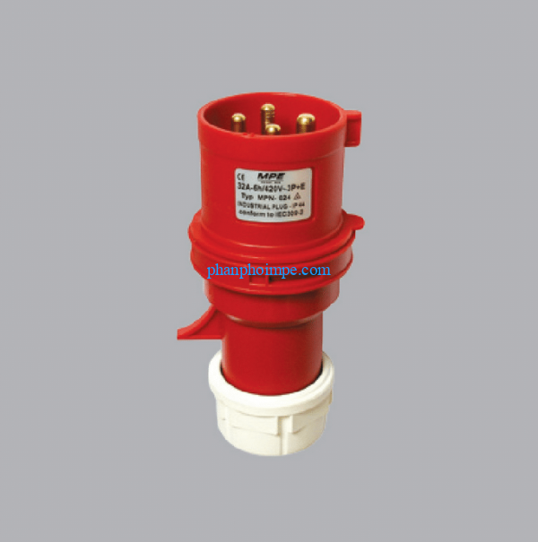 Phích cắm loại di động có kẹp giữ dây màu đỏ, 32A-380V-415V 3P+N+E-IP44 MPN-025 1