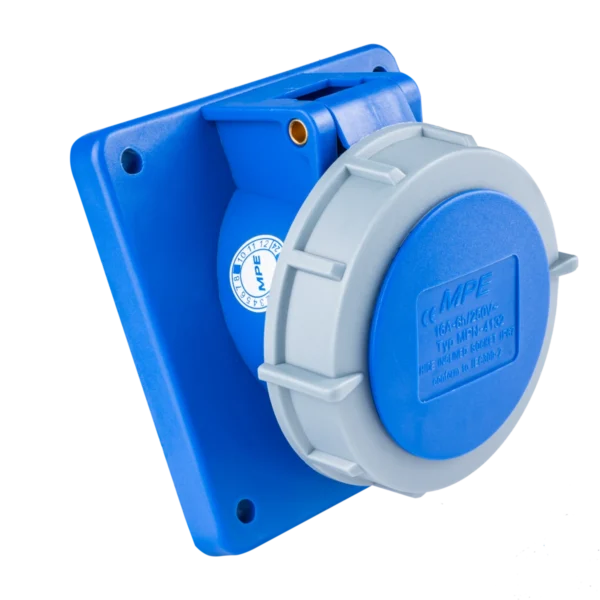 Ổ cắm loại cố định bắt trên bảng điện xéo 3 cực, 16A, IP67 mã MPN-4132 3
