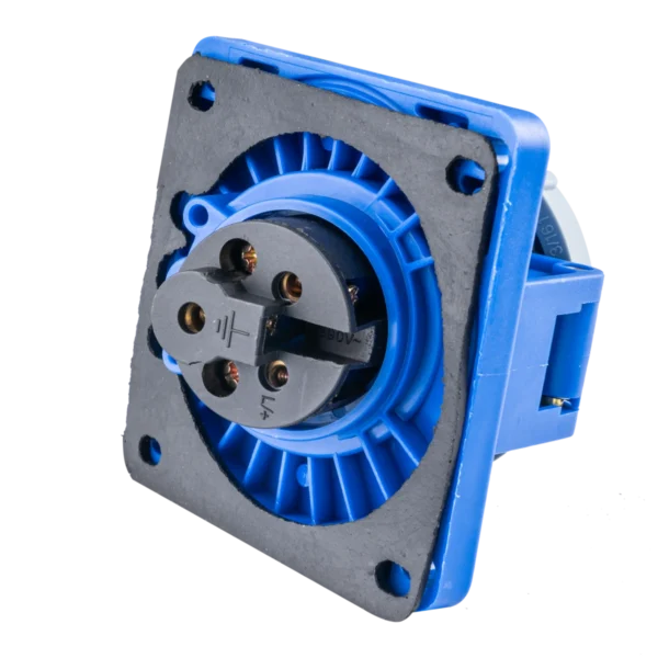 Ổ cắm loại cố định bắt trên bảng điện xéo 3 cực, 16A, IP67 mã MPN-4132 2