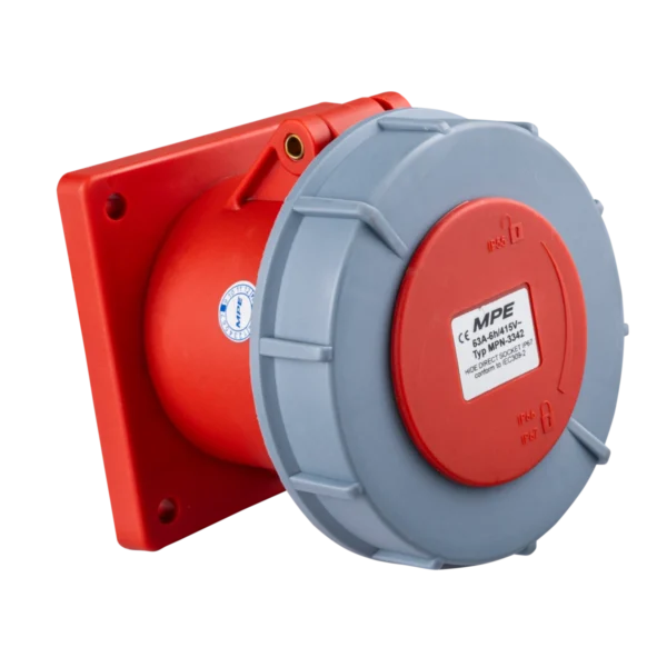 Ổ cắm loại cố định bắt trên bảng điện 4 cực, 63A, IP67 mã MPN-3342 1