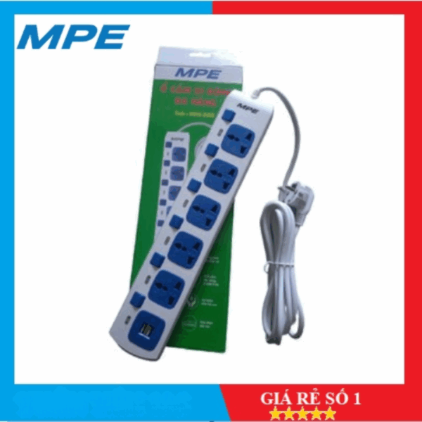 Ổ cắm di động 5 ổ cắm đa năng, Tích hợp 2 cổng sạc USB mã AM5S-2USB 1