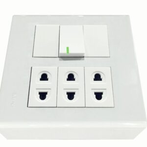 Bộ công tắc ổ cắm đôi 3 ổ cắm 2 chấu 1 công tắc và đế nổi đôi mã A60B23U1V (Vặn vít) 5