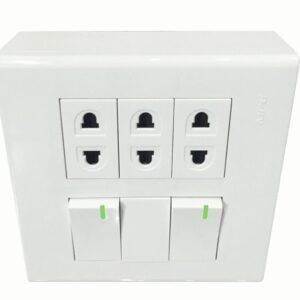 Bộ công tắc ổ cắm đôi 3 ổ cắm 2 chấu 2 công tắc và đế nổi đôi mã A60B23U2V (Vặn vít) 5