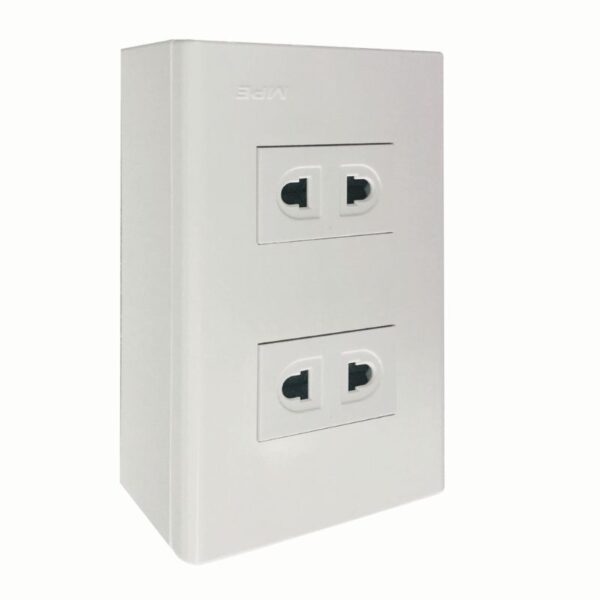 Bộ ổ cắm đơn 2 ổ cắm 2 chấu và đế nổi đơn mã A60B12U 2