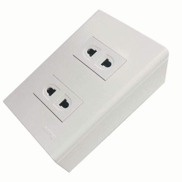 Bộ ổ cắm đơn 2 ổ cắm 2 chấu và đế nổi đơn mã A60B12U 3