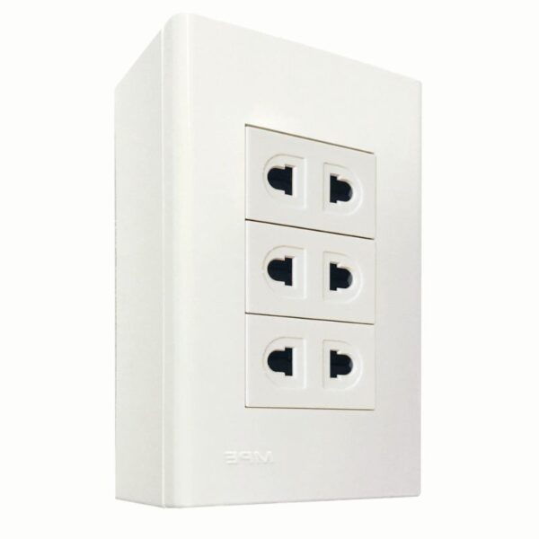 Bộ ổ cắm đơn 3 ổ cắm 2 chấu và đế nổi đơn mã A60B13UV (Vặn vít) 1