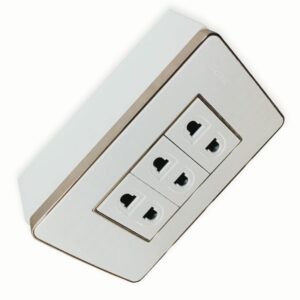 Bộ ổ cắm đơn viền vàng 3 ổ cắm 2 chấu và đế nổi đơn mã A60B13UGV (Vặn vít) 6