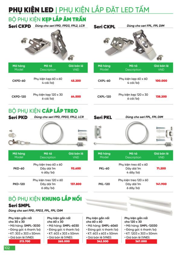 Bộ phụ kiện gắn treo dùng cho FPD, LCR, FPL2, FPD3 120 mã PKD-120 2