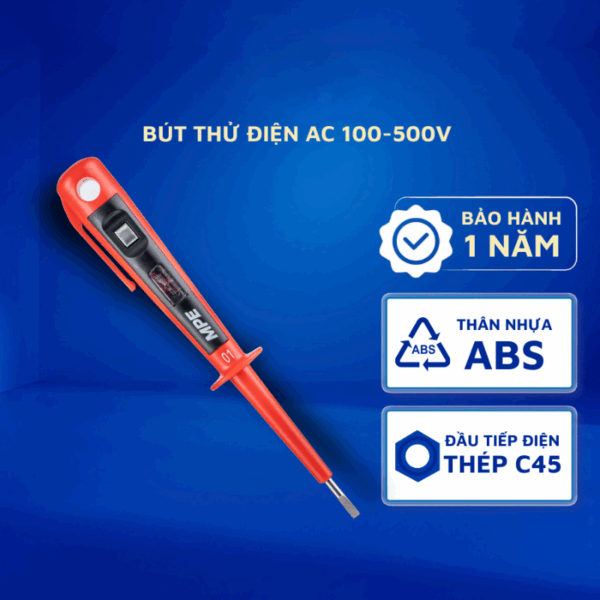 Bút thử điện hiển thị đèn báo, thử điện áp AC 100-500V BTD-02 1