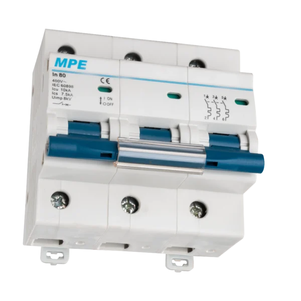 Cầu dao tự động MCB 3 cực, 100A, 10kA mã MP10-C3100 1