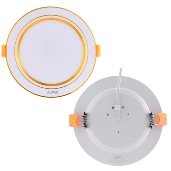 LED Downlight âm trần nhôm, viền vàng 7W ánh sáng trắng DLV-7T 2