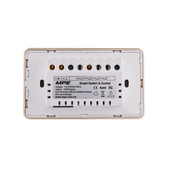 Mặt 1 công tắc màu đen viền vàng, điều khiển Wifi SWB1/SC 1
