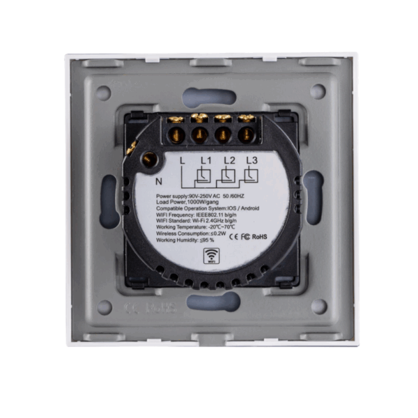 Mặt 3 công tắc hình vuông, điều khiển Wifi SWV3/SC 1