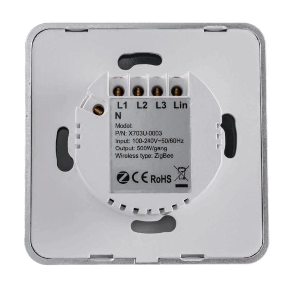 Mặt 3 công tắc hình vuông, điều khiển Zigbee SWV3/ZB 1