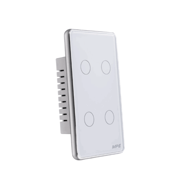 Mặt 4 công tắc màu trắng viền bạc, điều khiển Wifi SWW4/SC 1