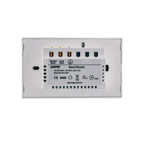 Mặt ổ cắm đôi 3 chấu, điều khiển Wifi SO2/SC 1