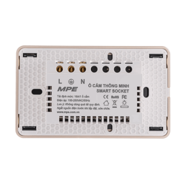 Mặt ổ cắm đôi 3 chấu màu đen viền vàng, điều khiển Wifi SOB2/SC 2