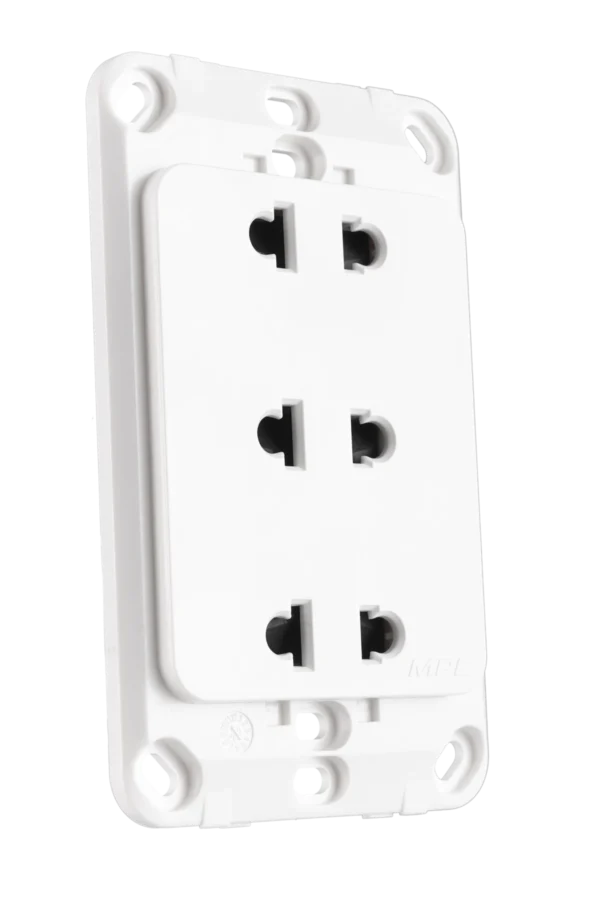 Ổ cắm ba 2 chấu đế liền 16A KT120x70mm mã A20US3N 2