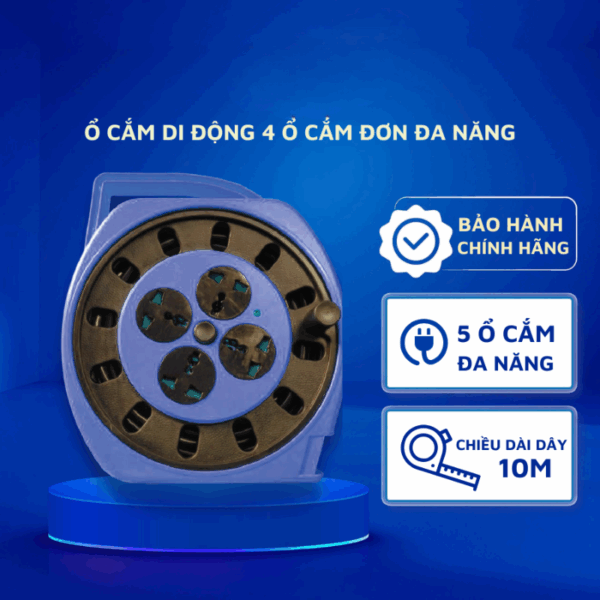 Ổ cắm di động 4 ổ cắm đơn đa năng, dây dài 10m mã AMRL-10 1