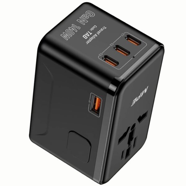Ổ cắm du lịch đa năng,Tích hợp 3 cổng USB-C, 1 cổng USB-A, sạc nhanh GaN 140W mã TA8 1