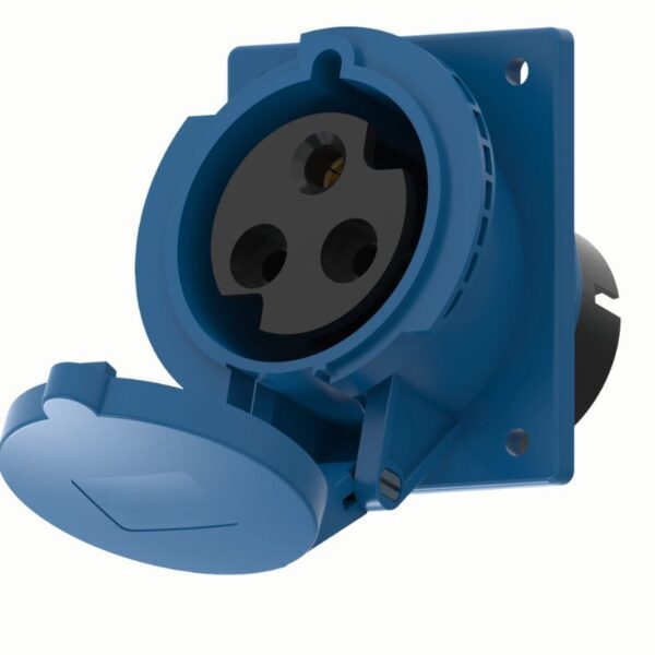 Ổ cắm loại cố định bắt trên bảng điện xéo 3 cực, 32A, IP44 mã MPN2-423 3