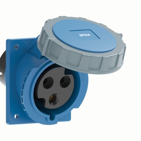 Ổ cắm loại cố định bắt trên bảng điện xéo 3 cực, 32A, IP67 mã MPN2-4232 1