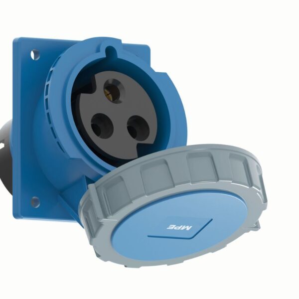 Ổ cắm loại cố định bắt trên bảng điện xéo 3 cực, 32A, IP67 mã MPN2-4232 2
