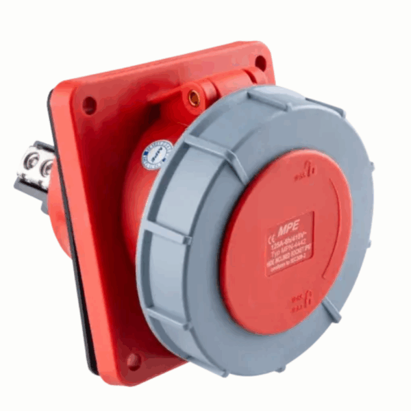 Ổ cắm loại cố định bắt trên bảng điện xéo 4 cực, 63A, IP67 mã MPN2-4342 3