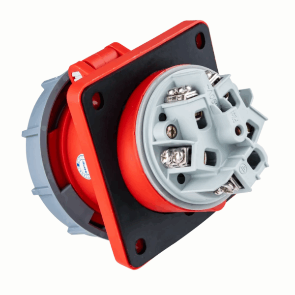 Ổ cắm loại cố định bắt trên bảng điện xéo 5 cực, 63A, IP67 mã MPN2-4352 2