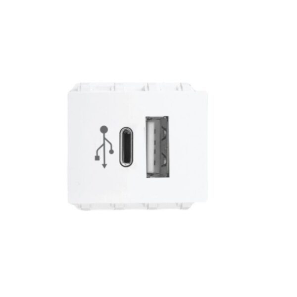 Ổ cắm sạc USB type A và type C, dòng điện DC 5V-3.1A mã A6USB-A/C 1