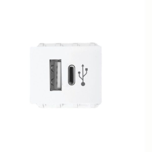 Ổ cắm sạc USB type A và type C, dòng điện DC 5V-3.1A mã A6USB-A/C 2