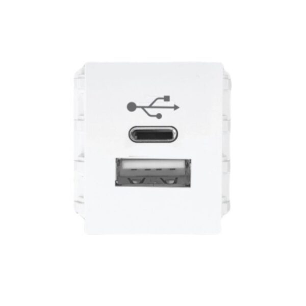Ổ cắm sạc USB type A và type C, dòng điện DC 5V-3.1A mã A6USB-A/C 3