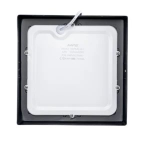 LED Panel ốp nổi nhôm, thân đen, mặt vuông 12W ánh sáng vàng SSPLB-12V 8