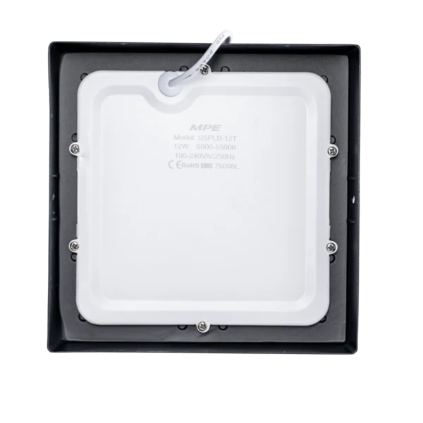 LED Panel ốp nổi nhôm, thân đen, mặt vuông 12W ánh sáng vàng SSPLB-12V 4