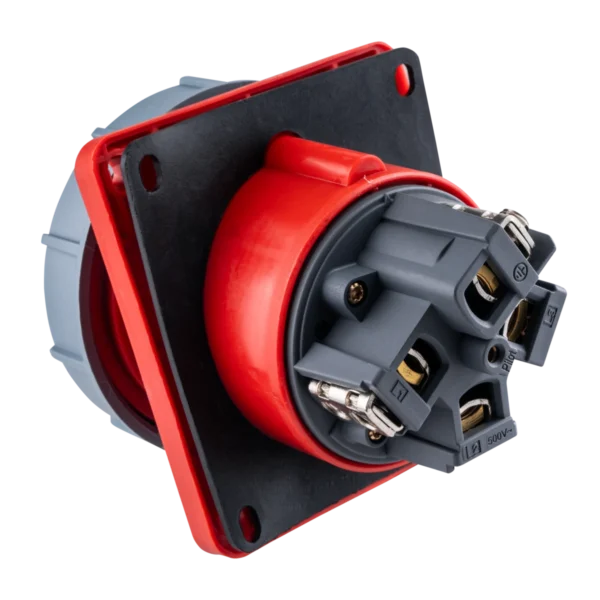 Ổ cắm loại cố định bắt trên bảng điện xéo 4 cực, 63A, IP67 mã MPN-4342 2