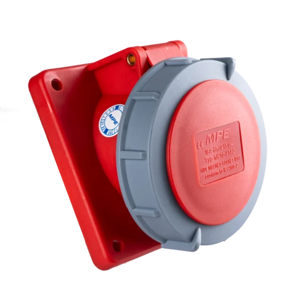 Ổ cắm loại cố định bắt trên bảng điện xéo 4 cực, 16A, IP67 mã MPN-4142 1