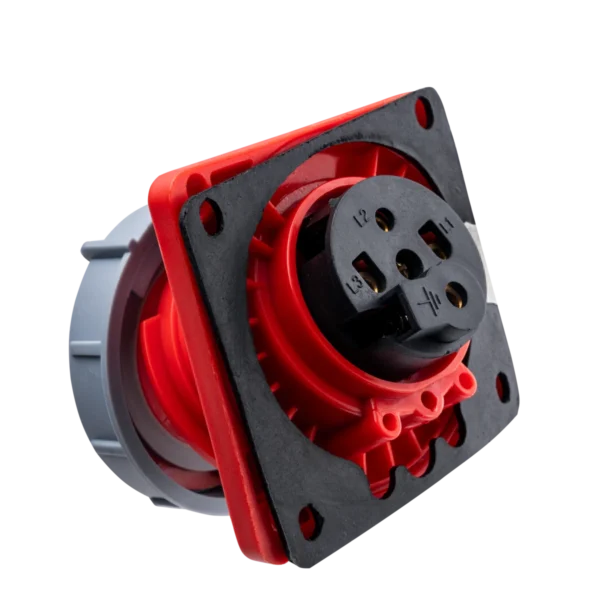 Ổ cắm loại cố định bắt trên bảng điện xéo 4 cực, 16A, IP67 mã MPN-4142 2
