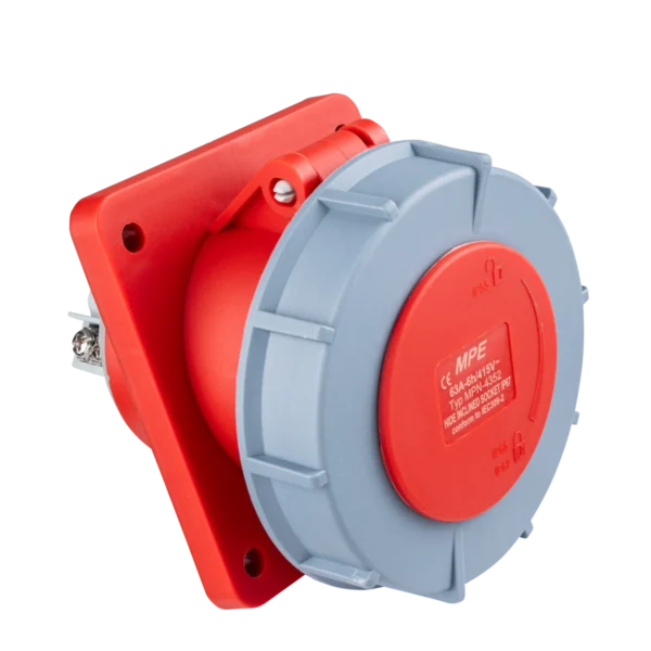 Ổ cắm loại cố định bắt trên bảng điện xéo 5 cực, 63A, IP67 mã MPN-4352 1