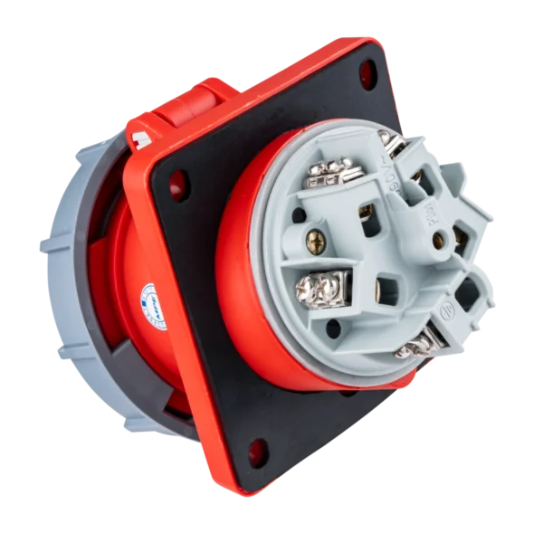 Ổ cắm loại cố định bắt trên bảng điện xéo 5 cực, 63A, IP67 mã MPN-4352 2