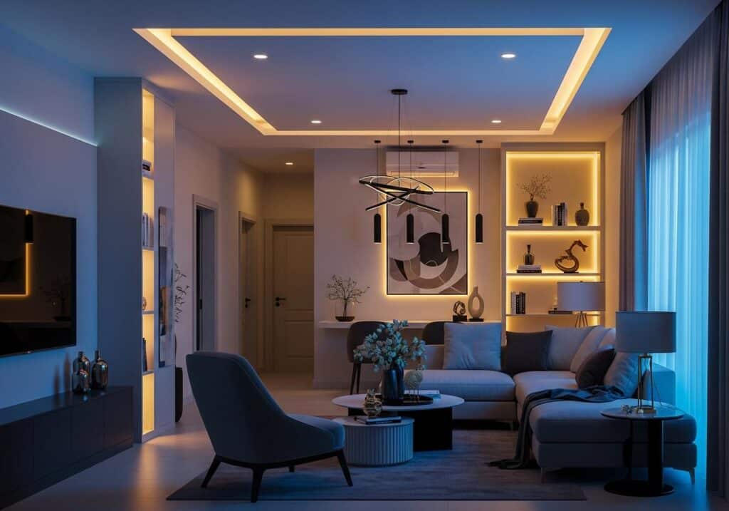 Bố trí đèn led phòng khách 1 Bố trí đèn led phòng khách