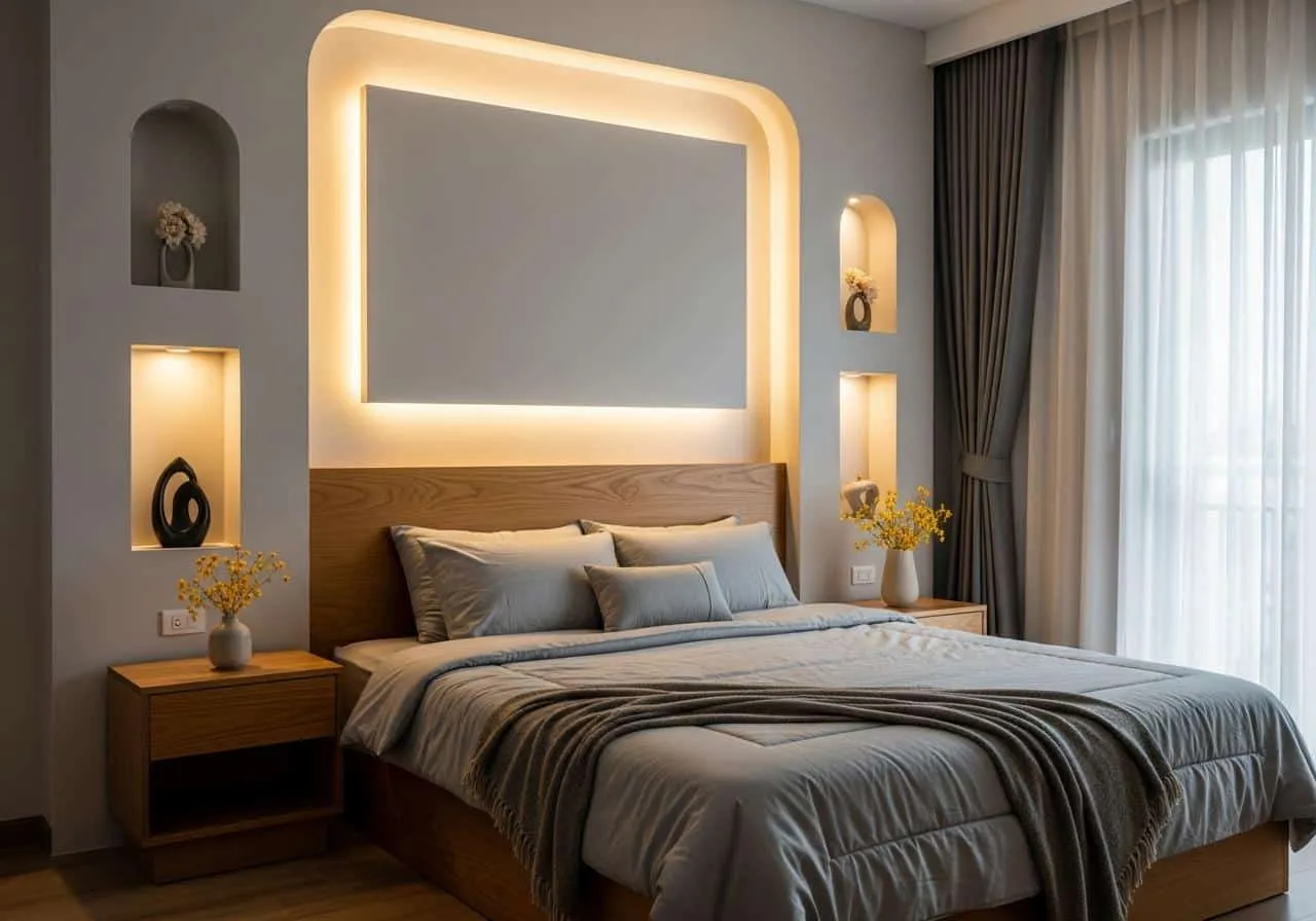 Bố trí đèn led phòng ngủ 2 Bố trí đèn led phòng ngủ