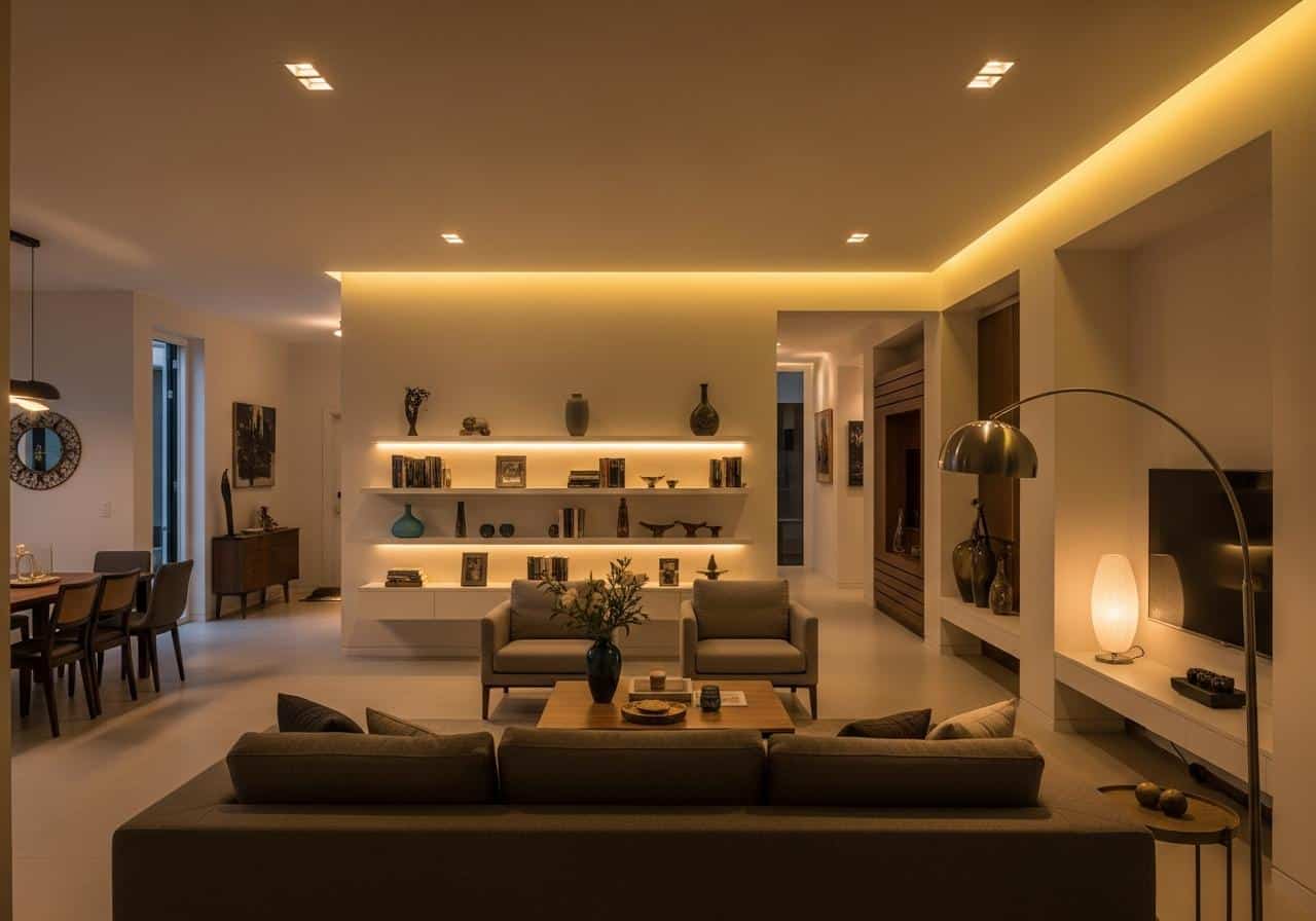 Bố trí đèn phòng khách 2 Bố trí đèn phòng khách