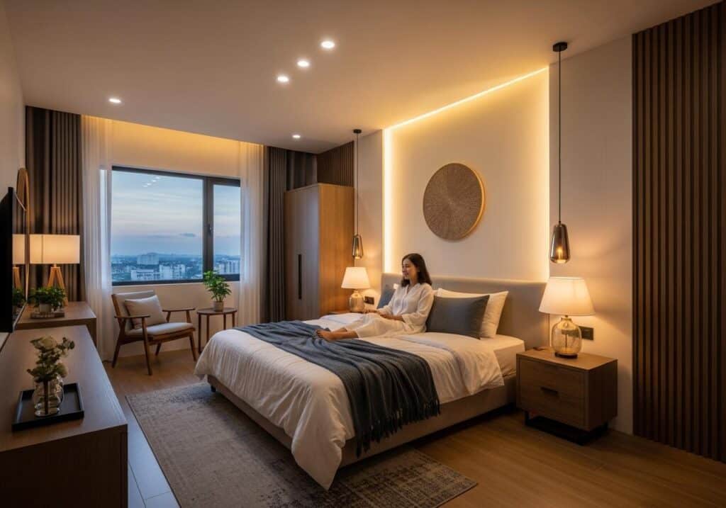 Bố trí đèn phòng ngủ 18 Bố trí đèn phòng ngủ