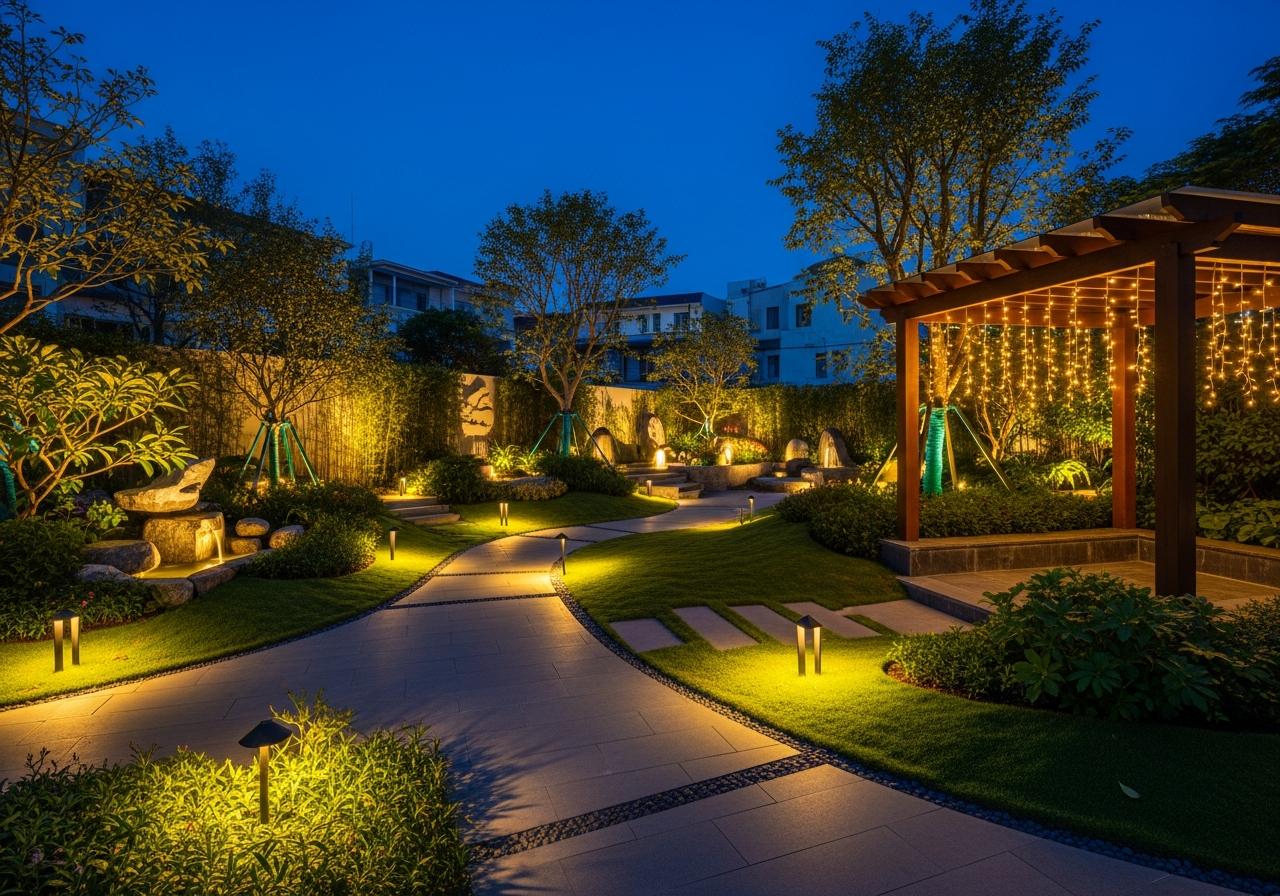 Bố trí đèn sân vườn 2 Bố trí đèn sân vườn