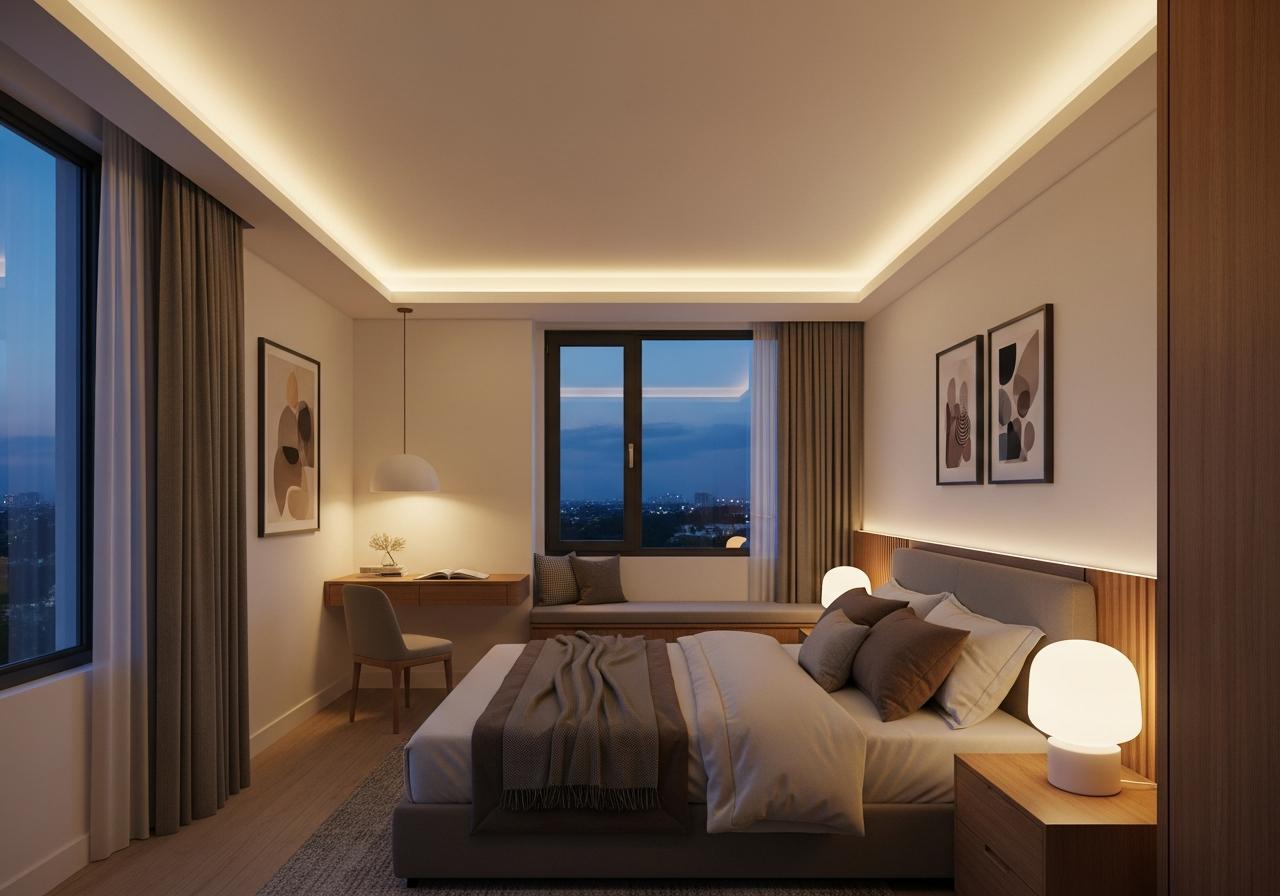 Bố trí đèn trong phòng ngủ 3 🏠 2. Bố trí theo diện tích phòng