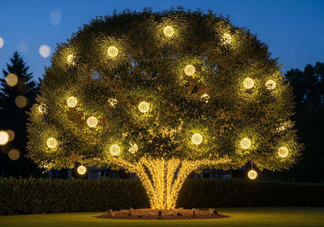 Bóng đèn trang trí cây xanh 4 Lưu ý khi chọn và bố trí đèn