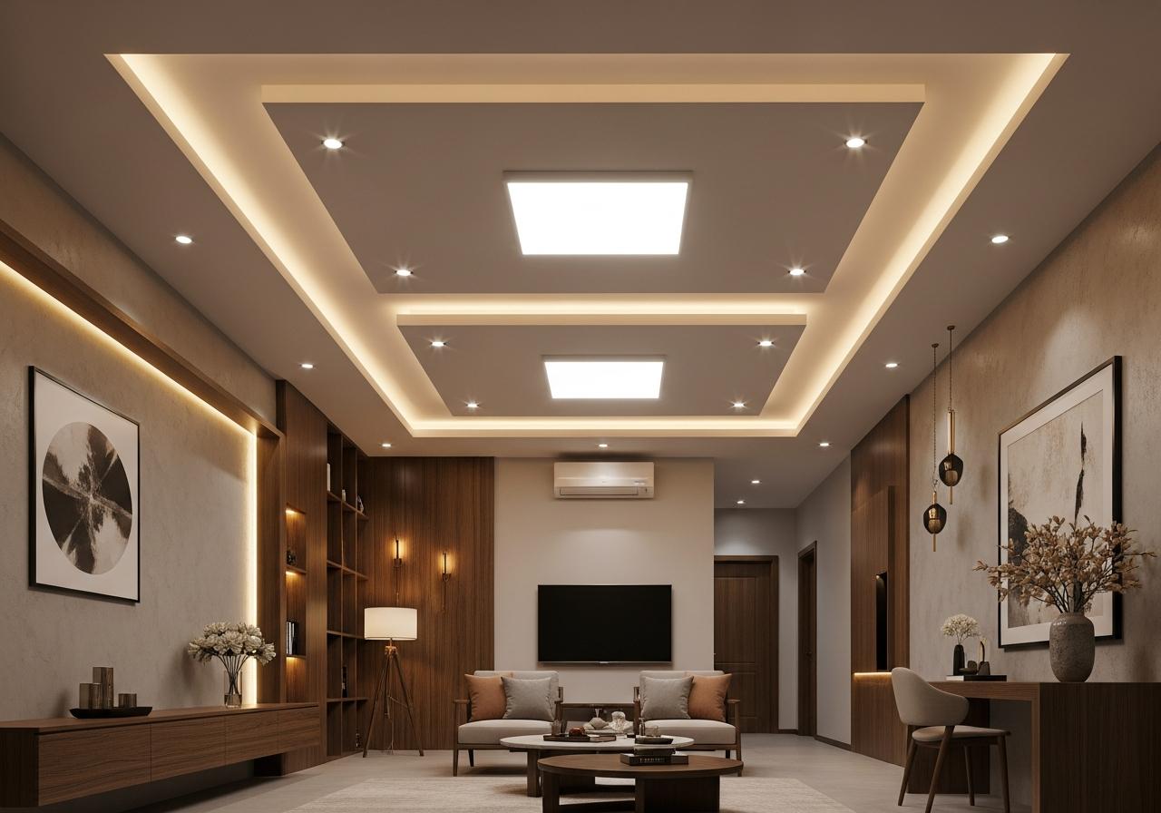 Các kiểu đèn led ốp trần 5 2. Kiểu Trang Trí Nâng Cao
