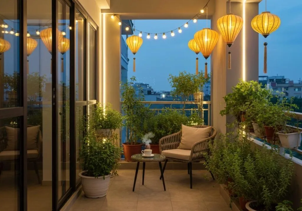 Các kiểu đèn trang trí ban công