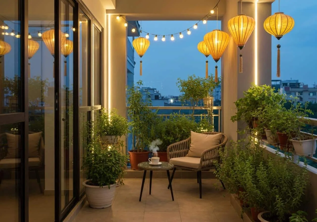 Các kiểu đèn trang trí ban công