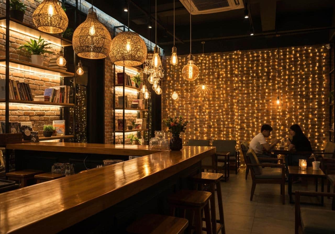 Các kiểu đèn trang trí quán cafe 2 Các kiểu đèn trang trí quán cafe